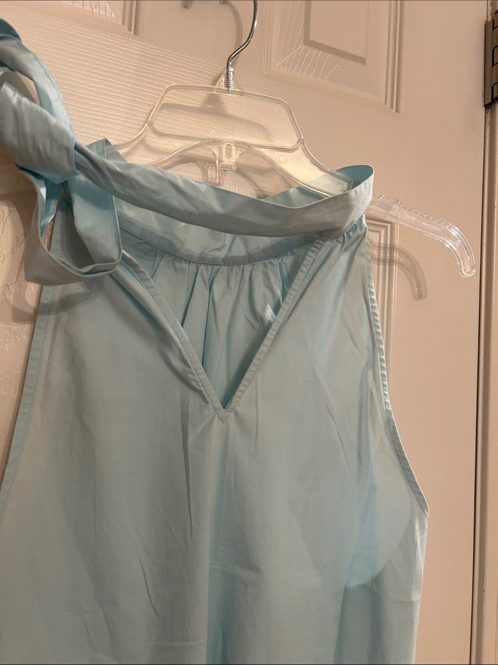 NWT J. Crew Factory Light Blue Sleeveless Halter Neck Cotton Top - Picture 2 of 6